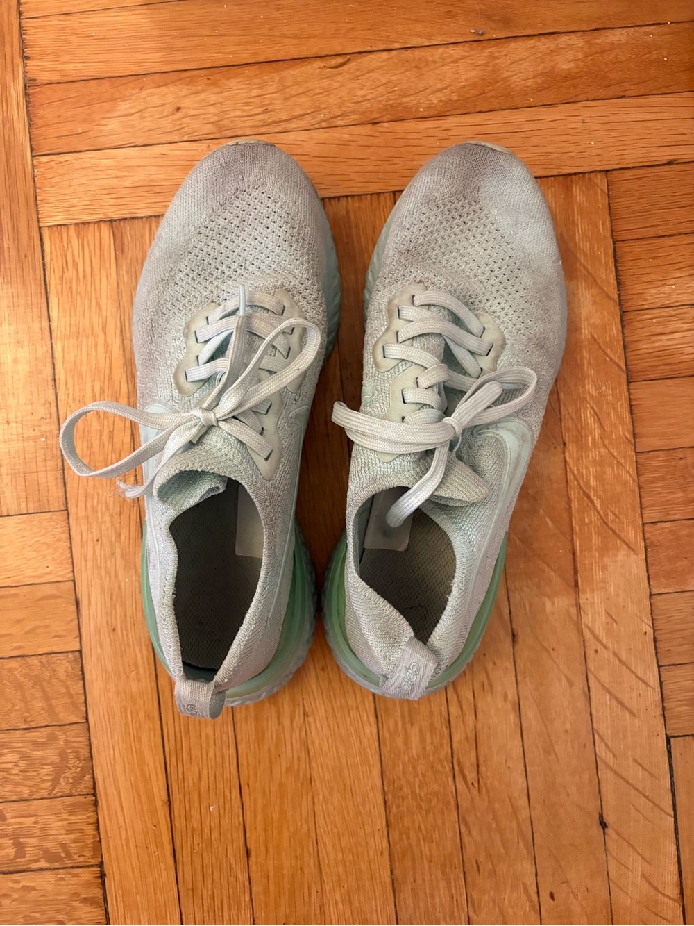 Nike Women's Light Gray and Mint Green Athletic Shoes